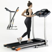 Folding Treadmill Portable Running Walking Jogging Exercise Machine With Phone Holder Black