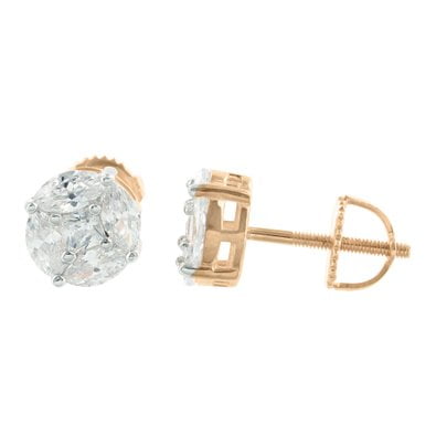 Princess Cut Solitaire Earrings Rose Gold Finish Back Mens Princess Cut Solitaire Earrings Rose Gold Finish Back Mens Womens Unique