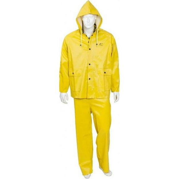 Onguard Industries X-Large Yellow Webtex PVC And Non Woven Polyester 3 Piece Rain Suit (Includes Jacket With Front Snap Closure, Detached Hood And Bib Pants With No Fly)