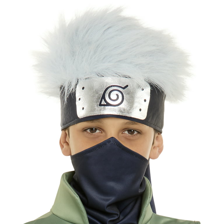 NARUTO Adult Kakashi Hatake Ninja Outfit Cosplay Costume Full Set with Face  Covering and Headband Wig