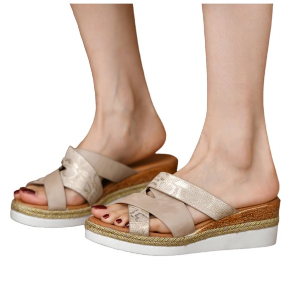 IUJSOY Womens Criss Cross Platform Wedge Sandals Open Toe Espadrilles Heels Summer Slides Shoes