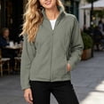 thumbnail image 2 of Gfyviroh Cozy Jackets for Women Full Zip Up Long Sleeve Fleece Jacket Solid Slim Fit Casual Stand Collar Outerwear, 2 of 6