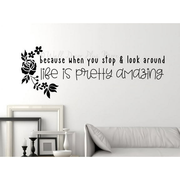 Inspirational Wall Quote Decals Life Is Amazing Vinyl Wall Word Stickers 36x14-Inch Black