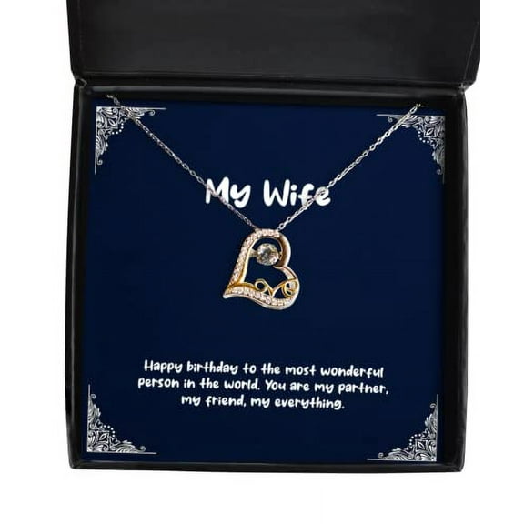 amangny Happy Birthday to The Most Wonderful Person in The World. Wife Love Dancing Necklace, Reusable Wife Gifts, Jewelry for Wife, Husband, Present, Gift Ideas, Card, Flowers