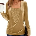 thumbnail image 2 of DAFPZW Women's Glitter Tops Sequin Dressy Casual Blouses Long Sleeves Sparkly Party Shirts Fashion Going Out Tunics Tees, 2 of 8