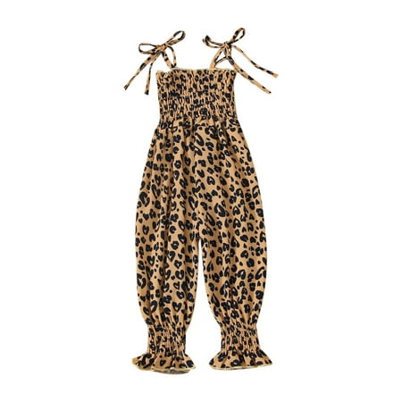 

Baby Girl Dress Jumpsuit for Girls Toddler Girls Sleeveless Leopard Prints Romper Suspenders Jumpsuit Clothes