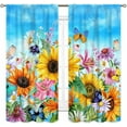 thumbnail image 2 of Sunflower Curtains for Living Room, Watercolor Floral Summer Spring Garden Colorful Flower Retro Country Kitchen Bedroom Cafe Window Drapes Treaments 2 Panel, 52"x84" Inch, 2 of 5