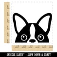 thumbnail image 2 of Peeking Boston Terrier Dog Self-Inking Rubber Stamp Ink Stamper - Blue Ink - Large 1-1/2 Inch, 2 of 7