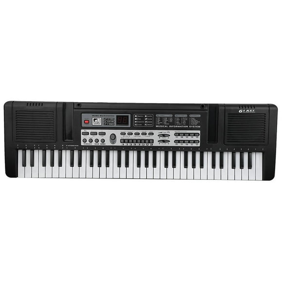 Piano Con Teclado de Órgano Electónónico Portátil de 61 Teclas Con Adaptador de Corriente para Micrófono, Teclado de piano multifuncio para Principiantes, Niño y Niña,