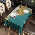 thumbnail image 2 of Teal and Gold Marble Wavy Lines Pattern Rectangle Tablecloth 60"x120",Waterproof Polyester Rectangle Table Cloth, Wipeable Spillproof Polyester Tablecloth for Dining, Camping, Indoor and Outdoor, 2 of 6