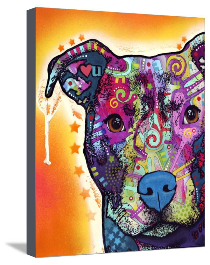 HD Canvas Print Room Wall Art Decoration Painting Colorful Animal Pitbull 16x24 