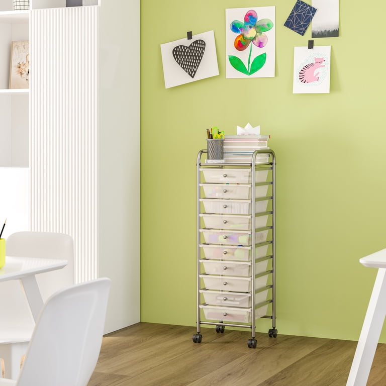 Seville Classics 10-Drawer Organizer Cart, Frost White photo 7