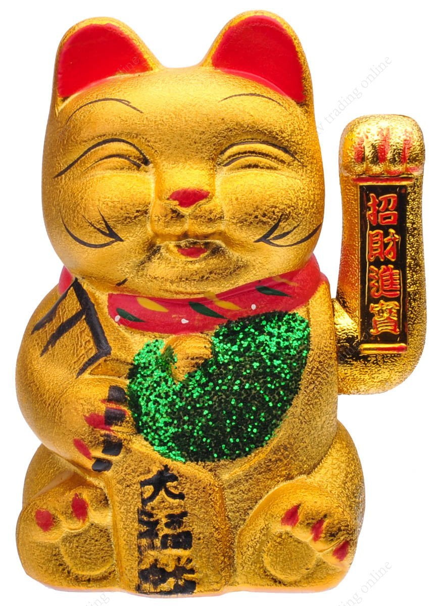 Japanese Feng-Shui LUCKY CAT Maneki-Neko Ceramic Wind Chime NEW in BOX