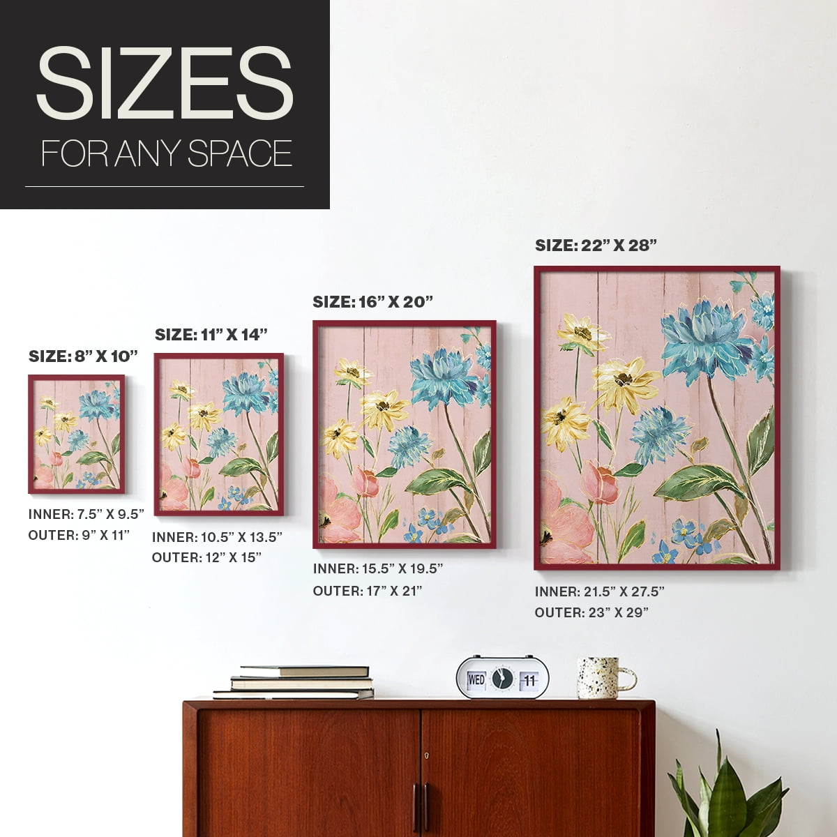 Wildflower Flutter IV Framed Print - Solid Wood in Single Picture Frame Solid Wood 2 Framed Print