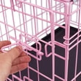 thumbnail image 4 of 24 Inches Double Door Crate, Wire Dog Crate with Plastic Pan, Medium Dogs Cage for Bedroom, Apartment, Pet shop, Home, RV, Living Room, Pink, 4 of 5