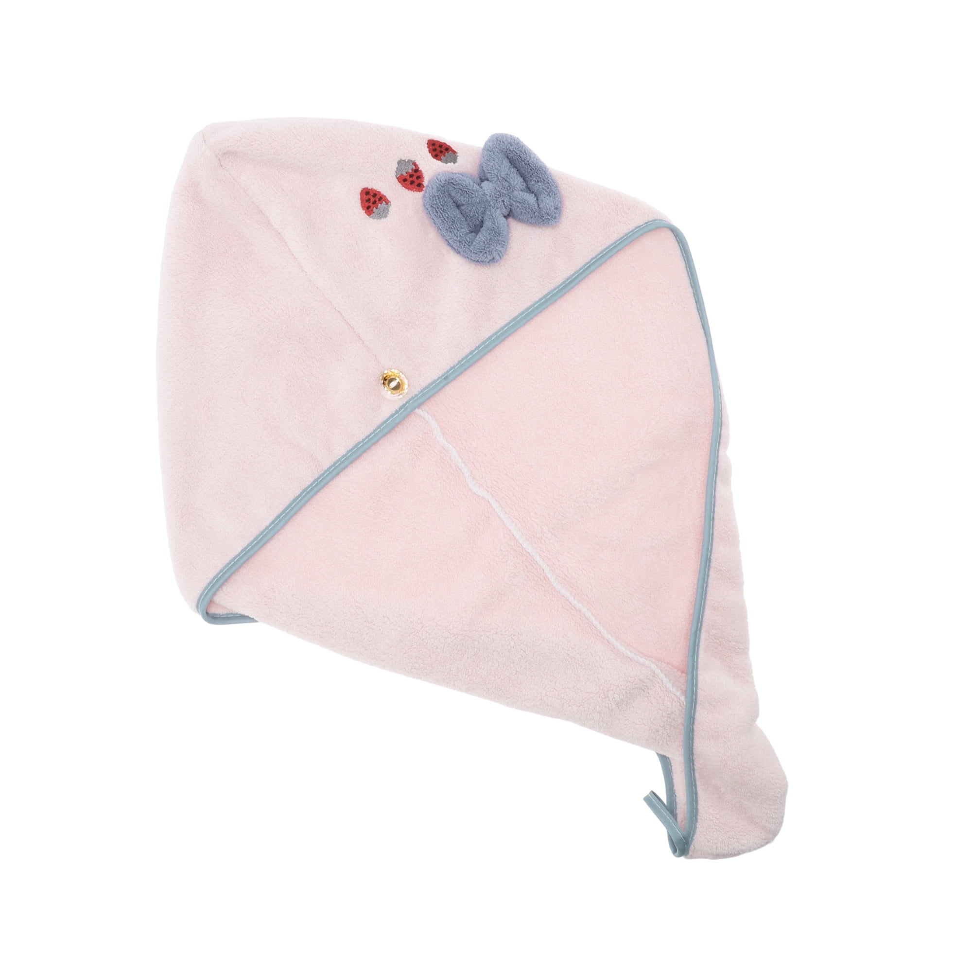 Unique Bargains 1 Pc Women Soft Strawberry Bow Hair Towel Travel Pink
