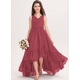 thumbnail image 2 of Drtj 2-14T Kids Junior Bridesmaid Dresses Flower Girls Party V-neck Pleated Chiffon Dresses, 2 of 6