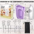 thumbnail image 2 of Electric Hand Mixer with Stainless Steel Whisk, Dough Hook Attachment and Storage Bag, Handheld Mixer for Baking Cakes, Eggs, Cream Food Mixers. Turb, 2 of 7