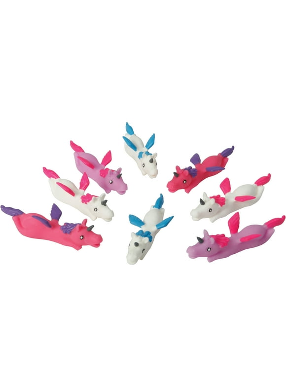 Stretchy Unicorn Pegasus Pastel Wing 4" x 1.5" Slingshot Toy, Assorted, 12 Pack