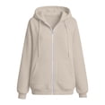 thumbnail image 7 of SUXIAN Zip up Hoodie Solid Color Long Sleeve Soft Lined Pockets Relaxed Breathable Jacket Womens Zip up Hoodies S, 7 of 7