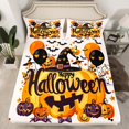thumbnail image 2 of jejeloiu Halloween Spooky Pumpkin Twin Sheet Sets,Purple Kawaii Bowtie Twin Fitted Sheet,Happy Halloween Bats Flat Sheet For Child,Ultra Soft Bedroom Decorative,3-Piece, 2 of 7