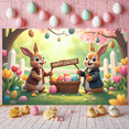 thumbnail image 5 of Pink Bunny Easter Banner Colorful Letters Peeps Backdrop Easter Eggs Carrot Decor Bunny Display for Easter Party Spring Celebration Kids Event, 5 of 9