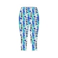 thumbnail image 5 of Women's Yoga Pants Leggings For Women Floral Print High Waist Pants Knee Length Slim Fit Yoga Cropped Trouser,Blue Women's Yoga Pants L, 5 of 5