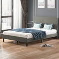 thumbnail image 2 of ZAFLY Cal King Platform Bed Frame Upholstered Velvet Backrest,Adjustable Tufting Headboard Bed Frame with Solid Wood Slats Easy Assembly（Light Grey）, 2 of 9