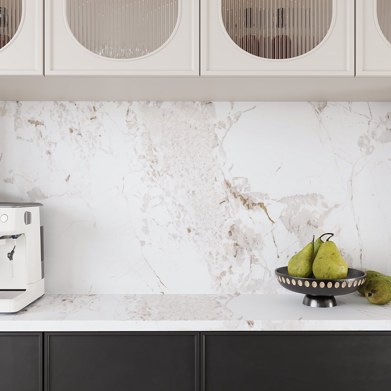 VEELIKE Onyx White Marble Contact Paper for Countertops Waterproof Peel and Stick Wallpaper 15.7"x354" Peel and Stick Countertops for Kitchen Bathroom White Vinyl Marble Wallpaper for Counter Table