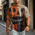 thumbnail image 2 of Halloween Shirts for Men Funny Jack-o'-lantern Face Print Graphic Halloween T Shirts Plus Size Short Sleeve Halloween Blouse Tops, 2 of 5