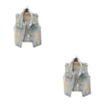 thumbnail image 1 of Minnieouse Chaleco vaquero con cuello vuelto para hombre y mujer, para eventos de primavera, para acampar, viajar, senderismo, adultos, sin Azul claro 3XL 2piezas, 1 of 4