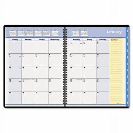 QuickNotes Monthly Planner, 6 7/8 x 8 3/4, Black, 2022