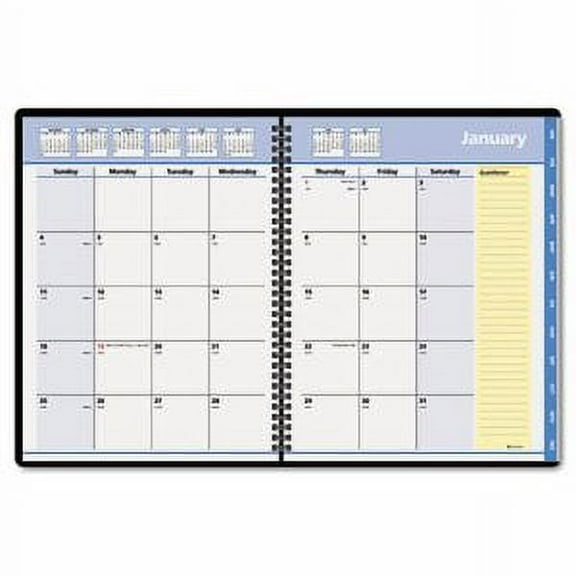 QuickNotes Monthly Planner, 6 7/8 x 8 3/4, Black, 2022