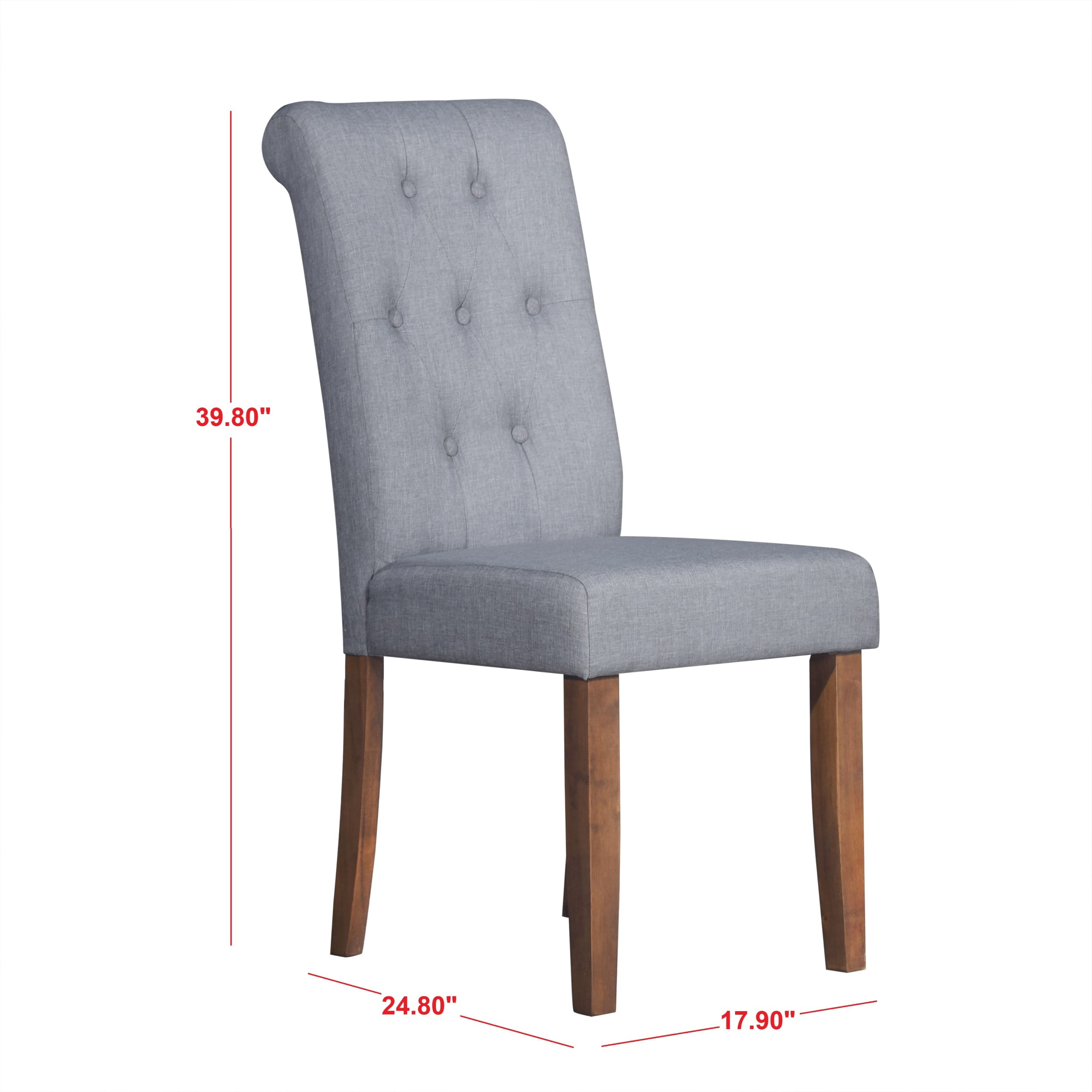 Home Design Gaffney Dining Chair (Set of 2), Brown/Gray, Roll-back design, Button-tufted back, Padded seat, Comfortable seating, Sturdy frame, Modern style, Durable construction
