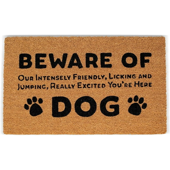 BirdRock Home Beware of Dog Coir Front Door & Entry Doormat - 18" x 30"
