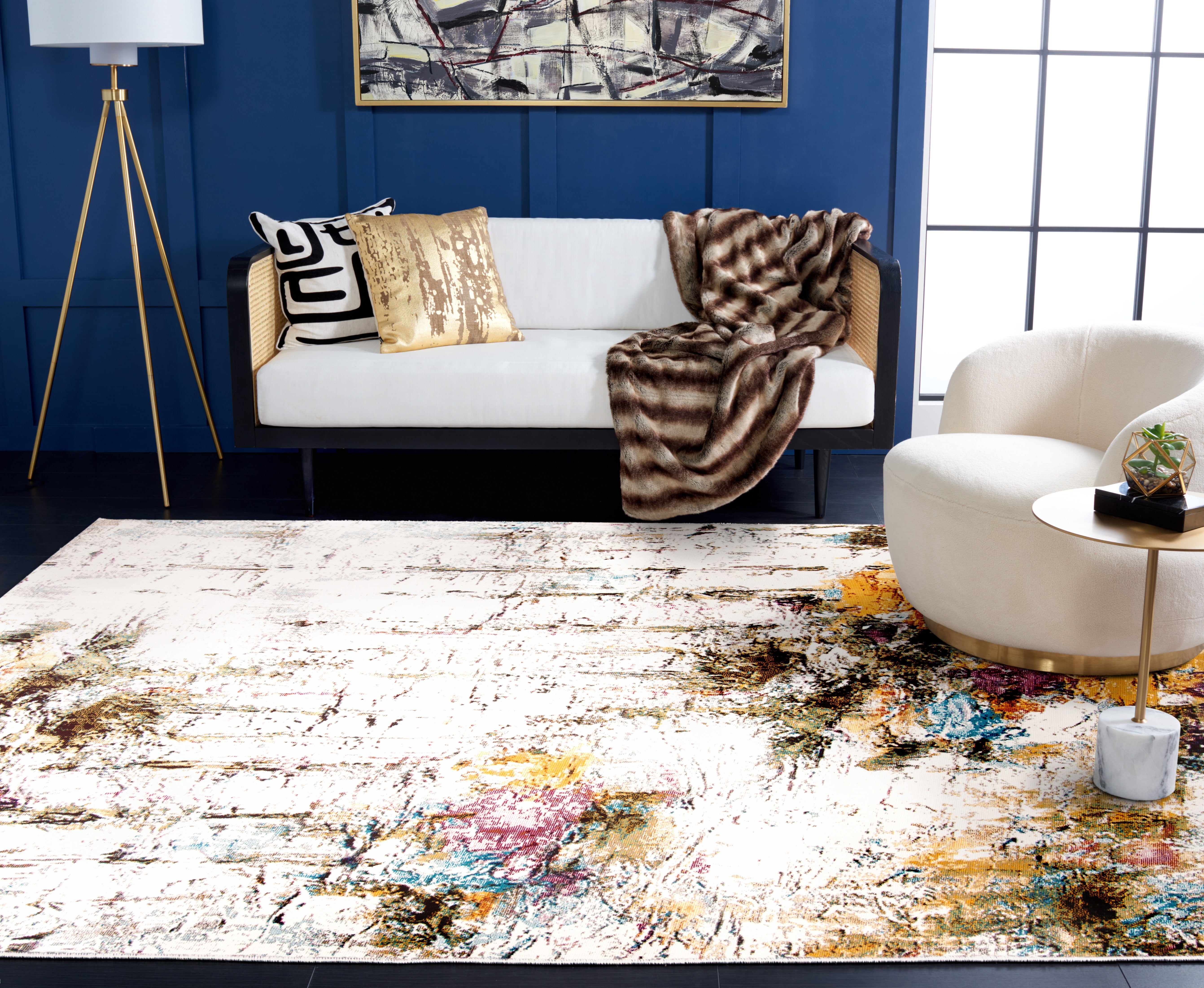 SAFAVIEH Aria Caelestinus Abstract Area Rug, Cream/Olive, 10' x 14'