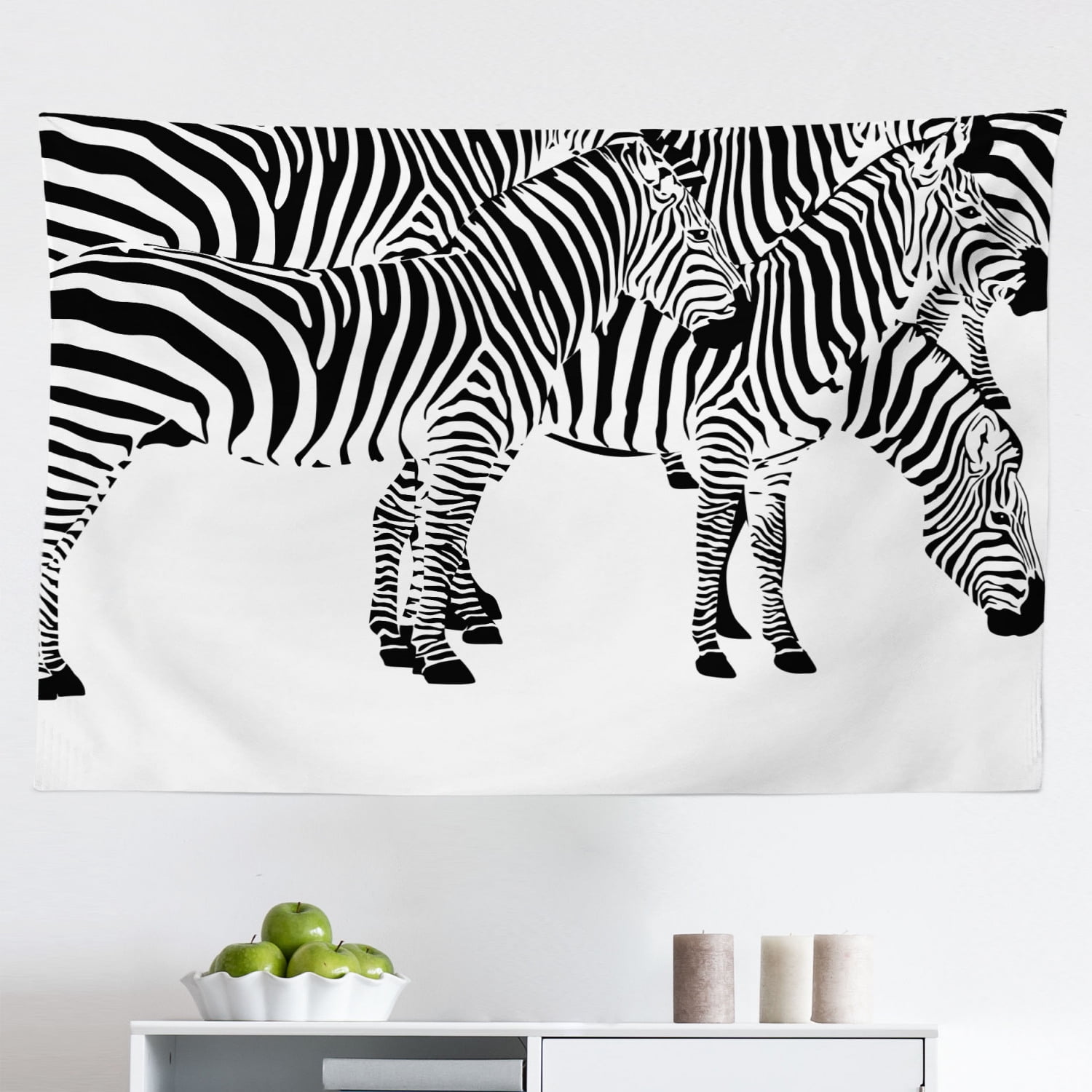 Safari Tapestry, Zebras Animals Skin Print with Stripes Jungle Wildlife