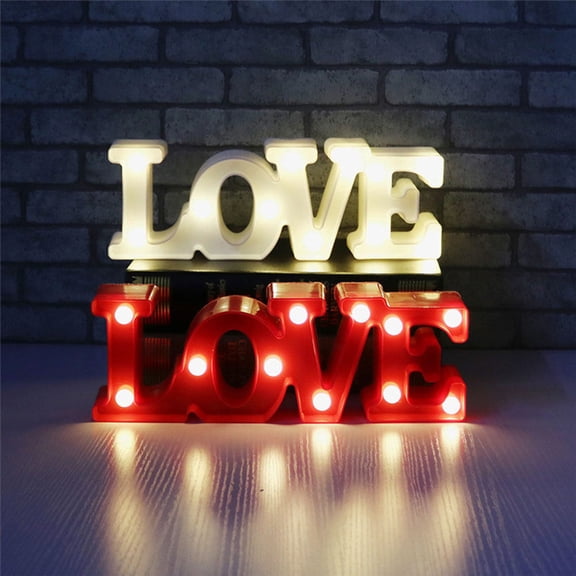 Masteelf Red LED Neon Sign LOVE Shape Modeling Lamp for Decoration Plastic Night Light Table Lamp 10.5 Inches