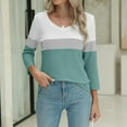 thumbnail image 6 of Texiao Women's V Neck 3/4 Sleeve Tops Color Block/Solid Shirts Basic Summer Tees, 6 of 7