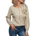 thumbnail image 3 of Oversized Sweater 90s Vintage Knitted Sweater for Women Long Sleeve Cable Knit Crewneck Pullover Tops Plus Size Apricot M, 3 of 10