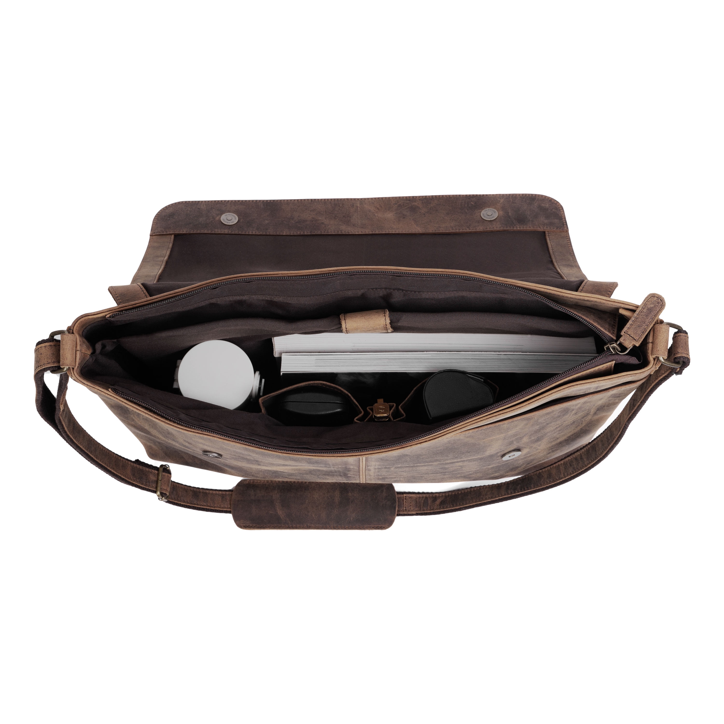 18-Inch Buffalo Leather Laptop Messenger Bag for Men and Women – Handmade Satchel Briefcase