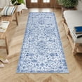 thumbnail image 5 of Haperlare 2x6 Vintage Floral Runner Rug Oriental Rug, Soft Washable Rug Non Slip Low Pile Thin Rug Carpet for Bedroom Hallway Living Room, Blue, 5 of 8
