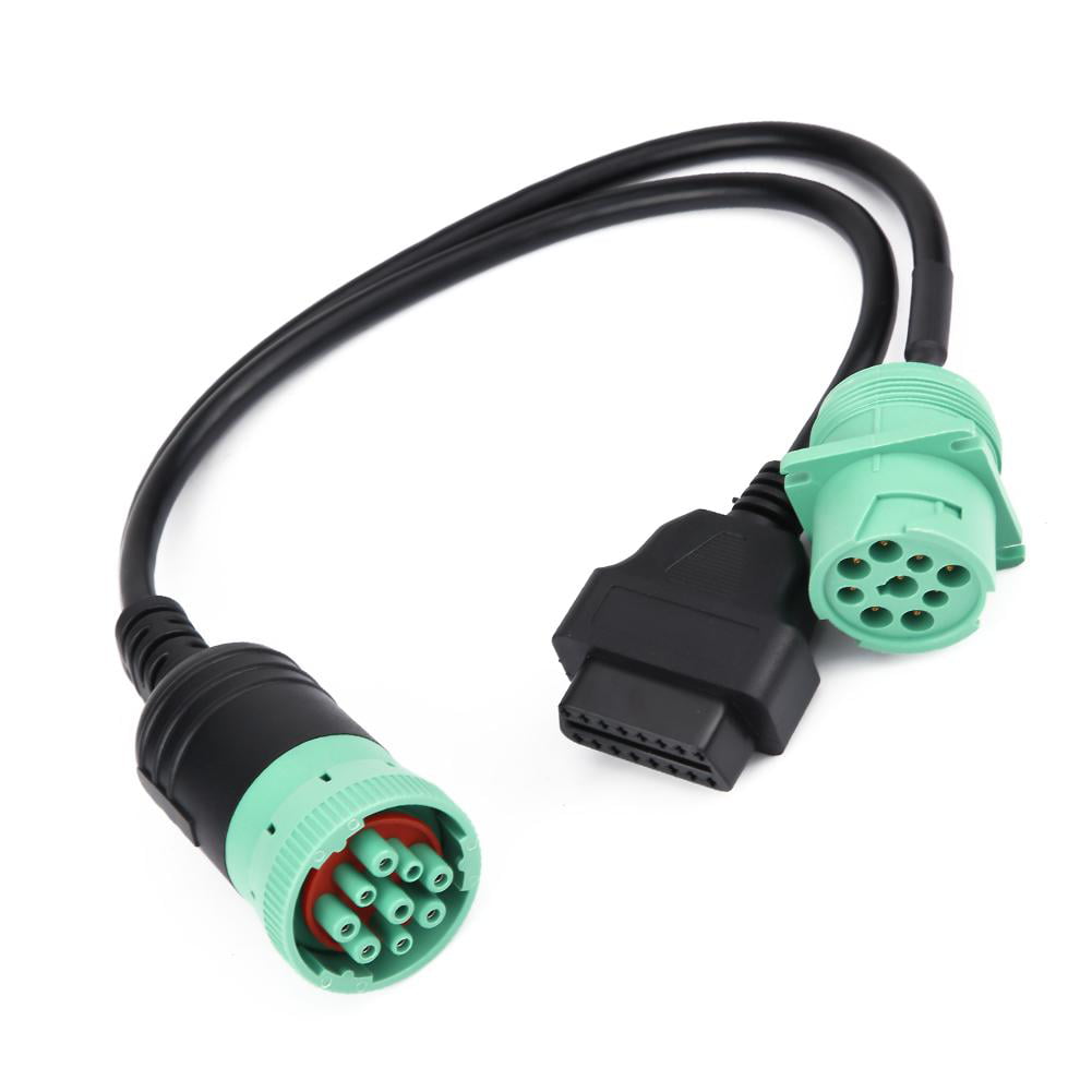 Nikou Truck Adapter J1939 9 Pin to OBD2 Interface Truck Y-Cable Adapter OBDII Y Splitter Truck 16Pin Male to Female 