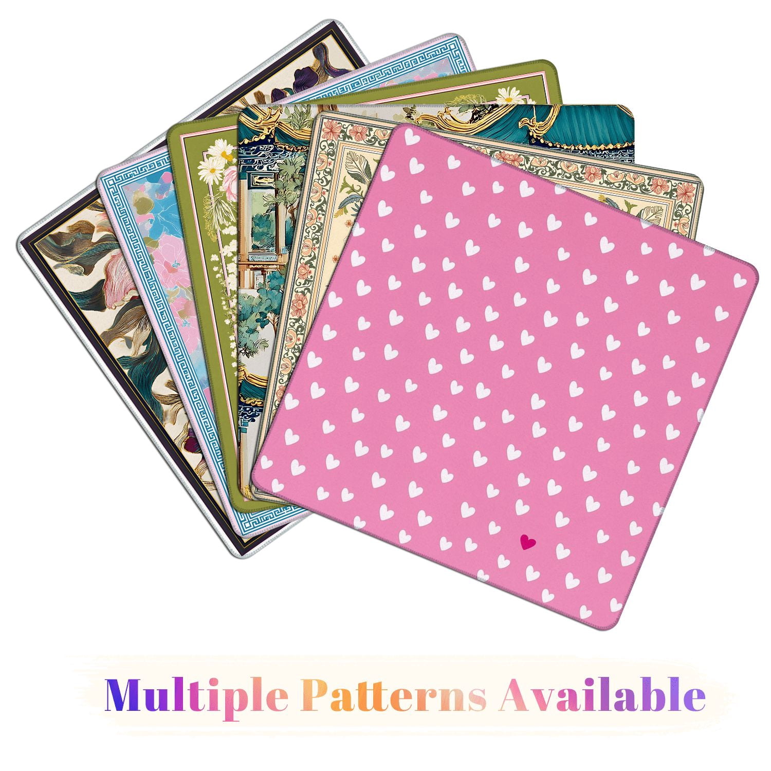 Mahjong Mat 31.5" x 31.5" Pink Heart White Red Hearts Soft Pink Non-Slip Noise Reduction American Mahjong Tiles Table Cover for Dominoes Poker Card Board Games Gift