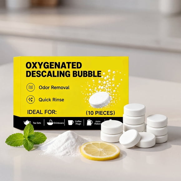 Pastillas Efervescentes Descalcificadoras para El Hogar: Potente Eliminador de Cal y Limpiador de Grasa para Fregaderos de Cocina, Azulejos de Baño, Acero Inoxidable y Electrodomésticos.