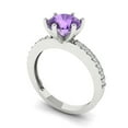thumbnail image 2 of 1.71ct Round Cut Purple Alexandrite 18k White Gold Engraving Statement Bridal Wedding Designer Ring Size 7, 2 of 5