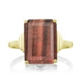 thumbnail image 3 of Gem Stone King 18K Yellow Gold Plated Silver Red Tiger Eye Ring for Women (6.50 Cttw, Emerald Cut 14X10MM, Gemstone Birthstone, Available in Size 5, 6, 7, 8, 9), 3 of 5