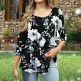 thumbnail image 4 of ZQUUVOU Women's Plus Size T-Shirt Print Floral Round Neck 3/4 Sleeve Blouse G-Black (S), 4 of 6