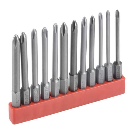 

Uxcell 1/4 Hex Shank Magnetic #0 - #2 Phillips Screwdriver Bit Set 3 Long S2 Steel