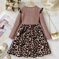 thumbnail image 4 of VNKIDY Girls Dress Kids Leopard Print Dress Long Sleeves Crewneck Ruffled Shoulders Cute Dress For Cool Weather Festive Occasions Daily Wear Lovely Dress, 4 of 6